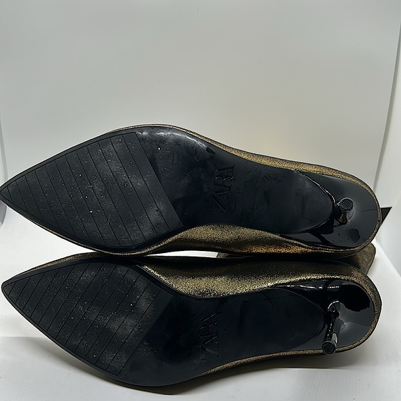 Zara NWT Dazzling Gold Stiletto Heel Ankle Booties Boots Shoes **Sz 37/US 6.5** - Picture 7 of 7